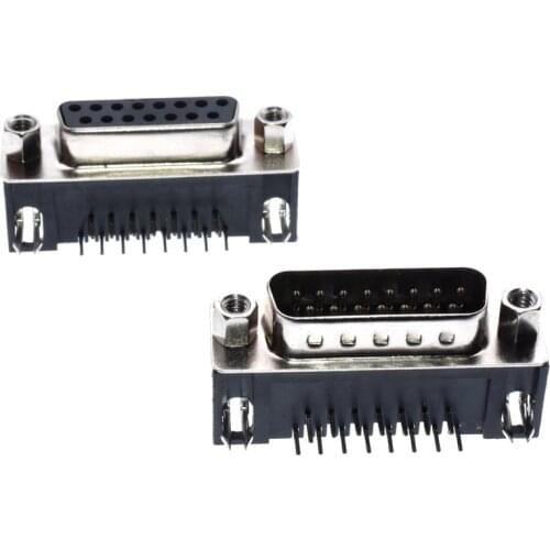 10Pcs DR15 DB15 D-SUB Angle Angled 15 Pin Female Male PCB Mount Socket Connector