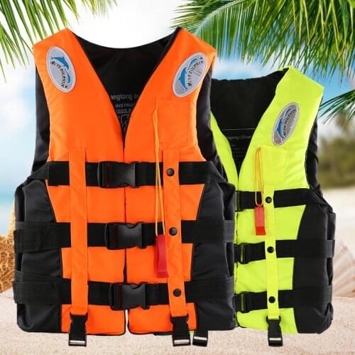 Outdoor Adult Swimming Life Jacket Adjustable Buoyancy Survival Suit Polyester Children Life Vest With Whistle