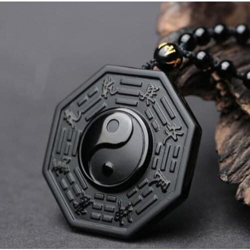 High Quality Unique Natural Black Obsidian hand Carved Gossip Lucky Amulet Pendant Necklace For Women Men pendants jewelry