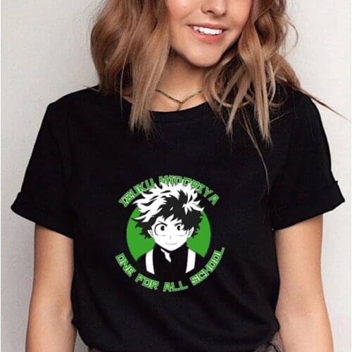 Japan Anime My Hero Academia Cool Women T Shirt Smash! - Deku One for All School - Izuku Midoriya Printed Tops Cotton Casual Tee