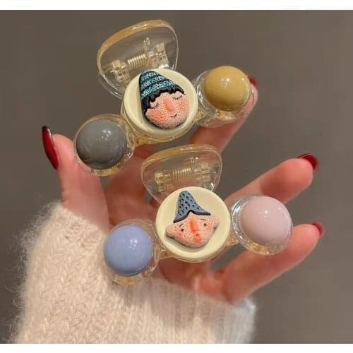 50 Pcs High Quality Cute Graffiti Clown Hairpin Girl Acrylic Grabbing Hairpin Hair Accessories Headdress Holiday Gift Wholesales