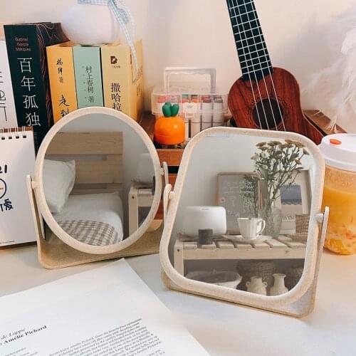 W&G Ins Mirror Desktop Makeup Mirror Double-sided Kawaii Desktop Can Stand Dormitory Large Student Dressing Mirror