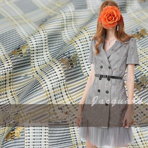 SASKIA 1Meter Brocade Jacquard Fabric Plain Strip Bee 66" Gold Ribbon Material Sewing Women Dress Cloth Patchwork Zakka Fabrics
