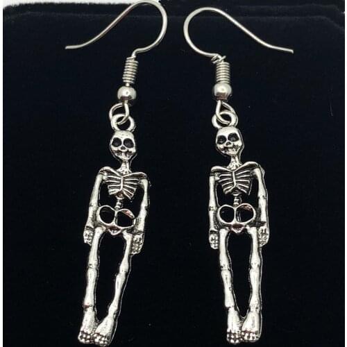 Womens Earrings Halloween Skeleton Skull Dangle Pendant Vintage Metal Retro Earrings 2021 Trendy Fashion Female Jewelry