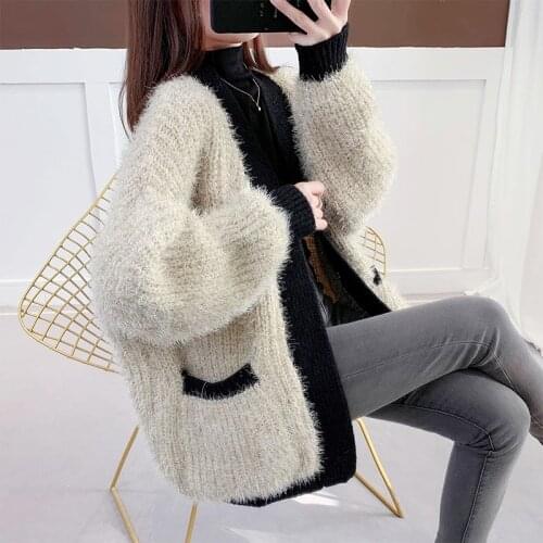 2021 Women Mohair Cardigan Autumn Mink Fur Knitting jacket