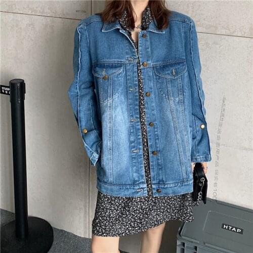 2021 new retro loose wild suit denim jacket