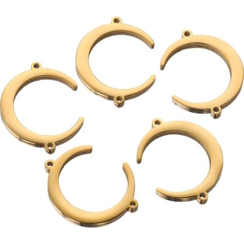 5pcs Lot Stainless Steel Gold moon Connectors Necklace Charms Bracelet DIY Earring Jewelry Making Supplies Wholesale Crafts