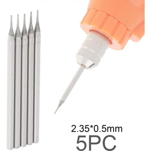 5pcs/lot Diamond Cutting Grinding Head Mounted Points Bit 2.35x0.5mm Shank Jade Stone Carving Polishing for Rotary Tool