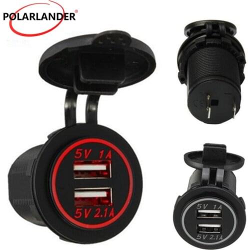 Car Phone Charger Socket LED Voltmeter Voltage Meter Dual USB For Motorcycle Car Truck 12V/24V 3.1A Switch Panel Bule/Green/Red