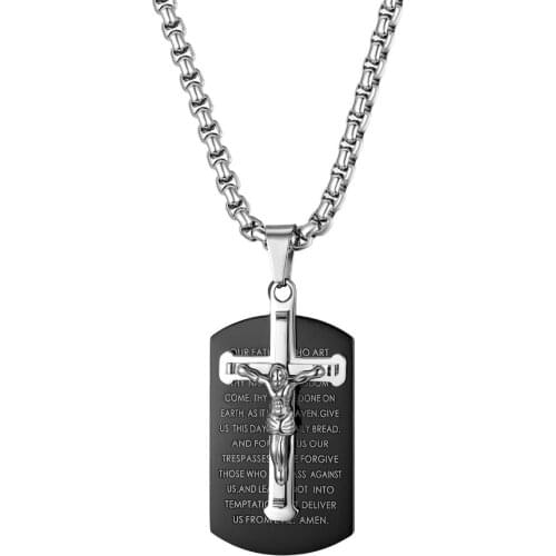 BONISKISS Men Chain Stainless Steel Necklaces Silver Color Cross Jewelry For Man New Fashion Long Pendants Suspension Choker