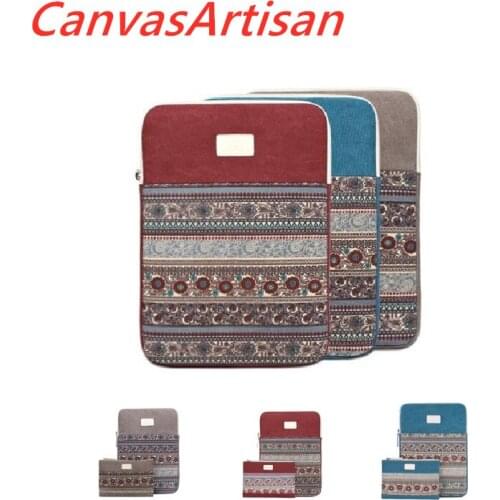 CanvasArtisan Brand Laptop Bag 11",12,13,14,15,15.6,13.3, Retro Stitching Sleeve Case For Macbook Air Pro Notebook,Dropship V049