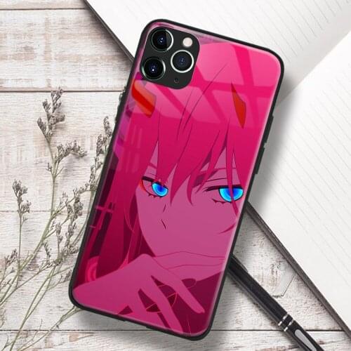 Zero Two 02 Darling in the Franxx Anime Soft TPU Glass Phone Case for IPhone SE 6s 7 8 Plus X Xr Xs 11 12 Mini Pro Max Samsung