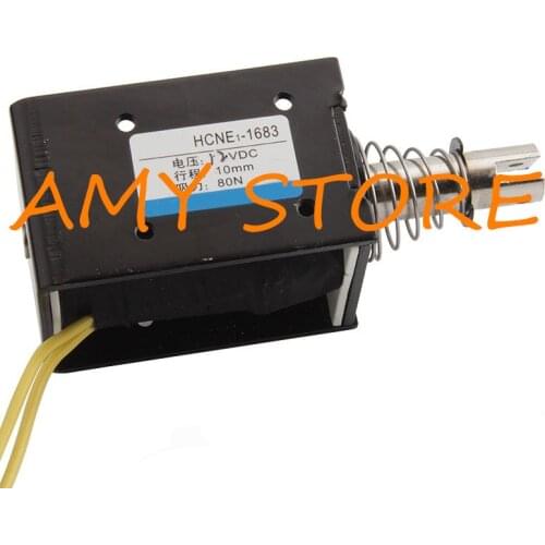 DC 12V 24V Pull Type Spring Loaded Frame Solenoid Electromagnet 10mm 8Kg 80N HCNE1-1683