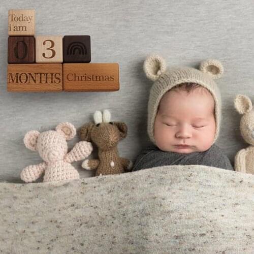 Let‘s Make Wooden Baby Milestone Blocks Age Card Photo Accessories Keepsake Newborn Birth Gift Souvenir Photography Props Tool