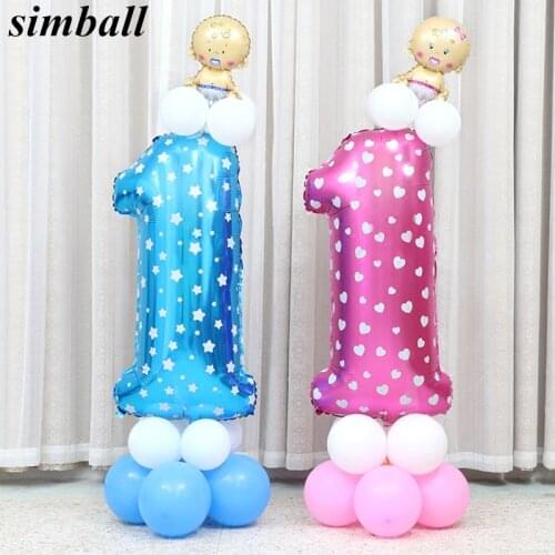 40 Inch Large Blue Pink Number Aluminum Foil Helium Balloons Happy Birthday Wedding Party Ballon Decoration Celebration Supplies