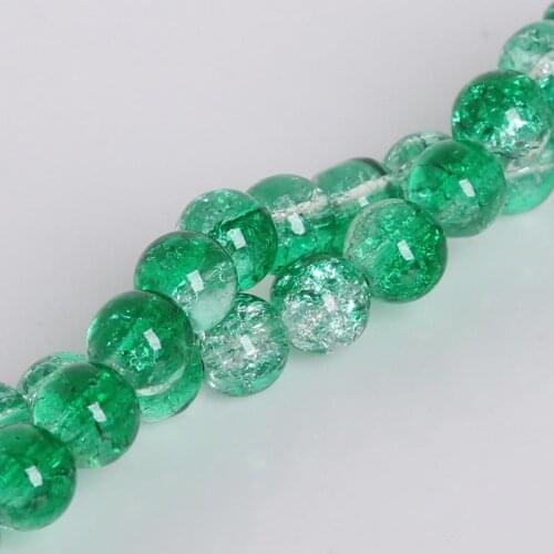 HOT new jade-green white Two-Tone Color Cracked Glass Losse Round Beads For Jewelry Making DIY Bracelet Charms Necklace 6/8/10mm