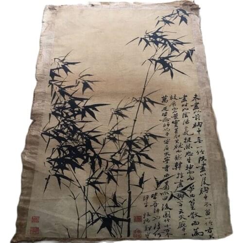 Chinese Old Scroll Zheng Banqiao Bamboo Painting Rice Paper Painting Slice