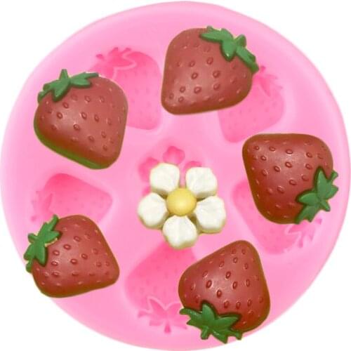 Strawberry Silicone Molds Flower Cupcake Topper Wedding Fondant Cake Decorating Tools Candy Resin Clay Chocolate Gumpaste Mould