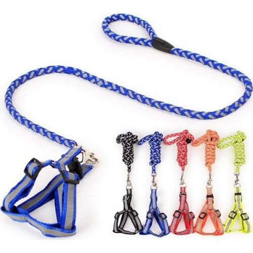 Dog Harness and Walking Leash Set No Pullig Reflective Breakaway Nylon Dogs Vest and Leads 5 Colors S M L for Small Medium Dogs