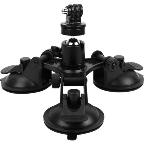 New Car Triple Suction Cup Sucker Mount Holder Bracket With Ball Head For OSMO For GoPro Camera XiaoYi SJCAM Action Camera