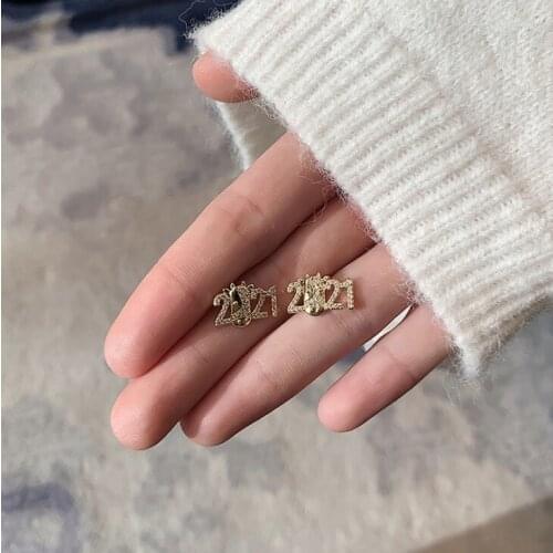Small Stud Earrings For Women 2021 Piercing 2021 Number studs Oorbellen Ear Cuff Earing Jewelry Accesories For Girls
