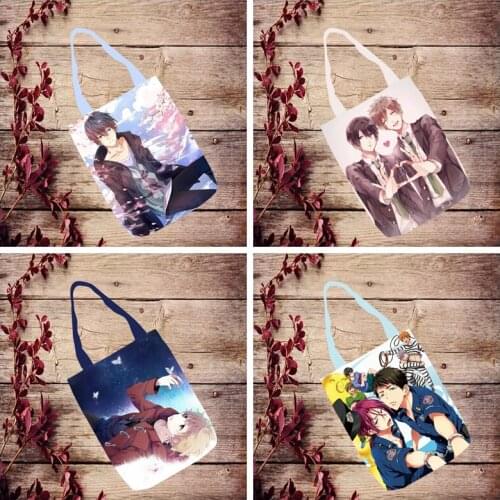 Manga Free Boy Fashion Anime Foldable Handbag Canvas Shopping Bag Casual Shoulder Bags Customized Tote Lady Girls New