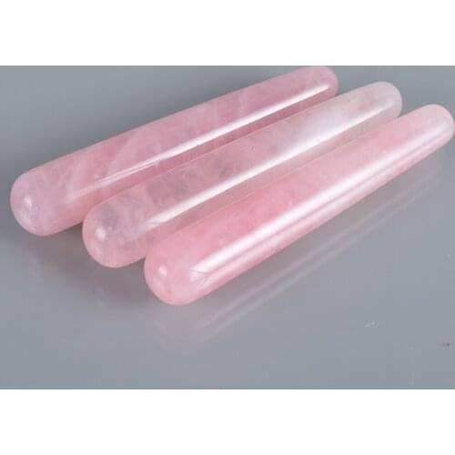 Real Rose Quartz Yoni Wand Pink Crystal Massager Stick Pleasure Wand Natural Stone GuaSha Stick Gemstone Crafts Ornament