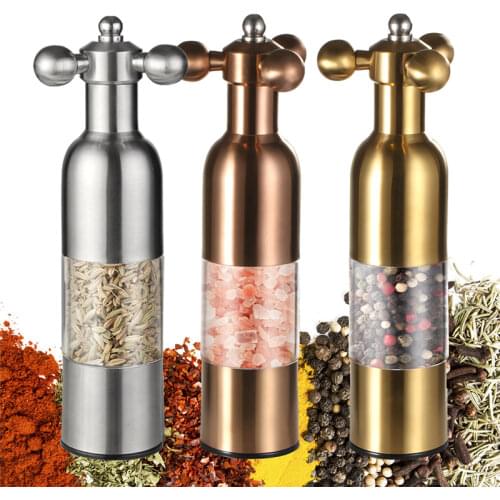 Manual Salt and Pepper Mill Stainless Steel Spice Grinder Faucet Valve Shape Mills Tap Pepper Grinder Kitchen Cooking Tools