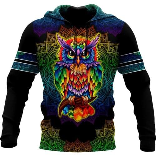 Animal Owl Design 3D All Over Printed Men Hoodies Sweatshirt Unisex Streetwear Zip Pullover Casual Jacket