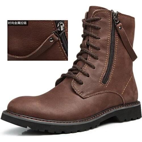 Martin boots mens high-top shoes Genuine Leather desert boots men cowhide combat boots autumn winter British retro Work boots