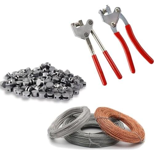 Sealing Plier Kit Set, 100 PCs Round Lead Seals + 30 meter Copper Wire + 1 PCs Sealing Crimper