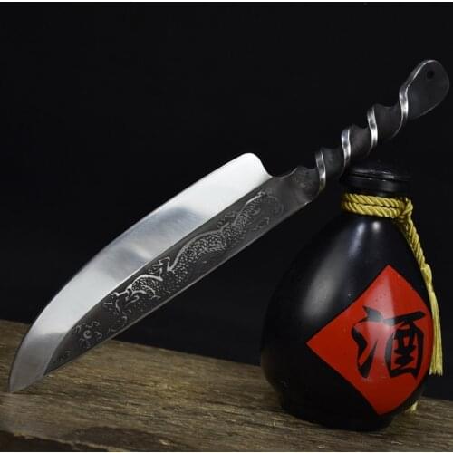 Newest 7.5 Inch Handmade Viking Knife 7Cr17MoV High Carbon Steel Dragon Veins Hunting Utility Cleaver Kitchen Knife Steel Handle
