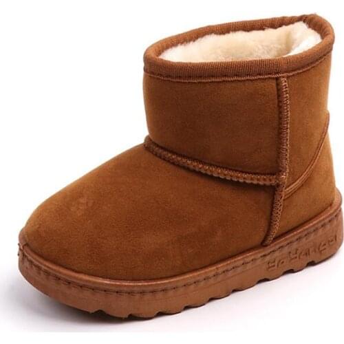 Solid Teenager Girls Warm Shoes Kids Short Martin Boots Student Childrens Shoes Snow Boots Unisex Winter Boys Thick Plush Shoes