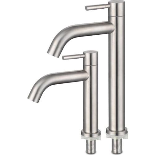 Wholesale Fashion 304 stainless steel single cold single lever bathroom basin faucet free shipping include 50cm plumbing hose