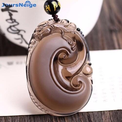 High Quality Ice Color Natural Obsidian Stone Necklace Wishful Dragon Pendant Women Men Beads Chain Energy Jewelry Wholesale