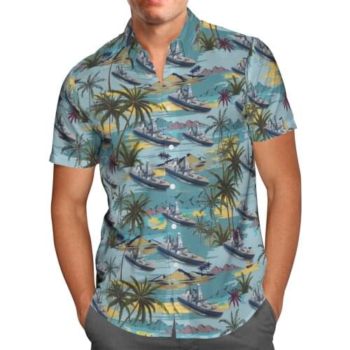 Warship 3D Beach Breathable Hawaii Summer 2021 Shirt Short Sleeve Shirt Streetwear Oversized Chemise Hombre Blusa Masculina-12