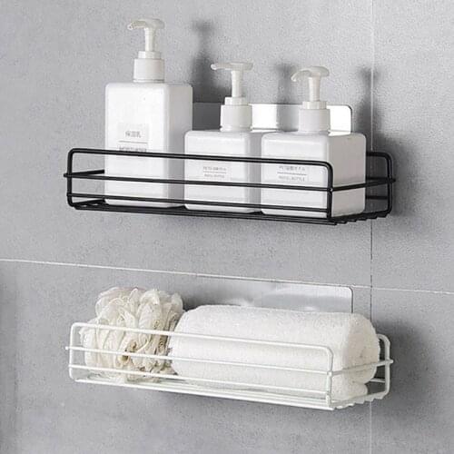 Punch-Free Iron Storage Rack For Toilet Toiletries Rack Shower Shelf Bath Kitchen Organizer Household Items Bathroom Accessories