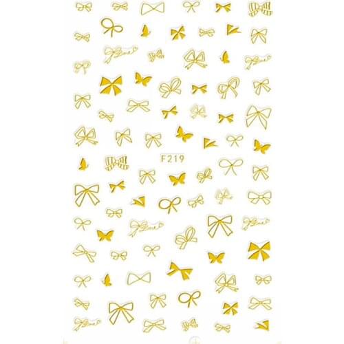 SUPER THIN SELF ADHENSIVE 3D NAIL ART NAIL SLIDER STICKER BLACK WHITE GOLD SILVER FLOWER DIAMOND RING LIPS NECKLACE F217-220