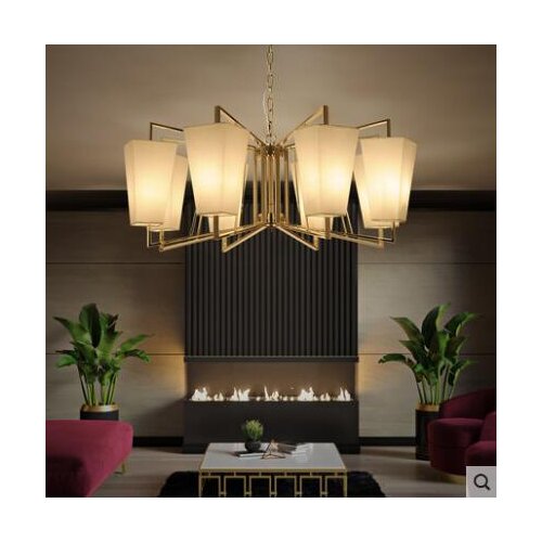 Fabric bedroom chandelier metal post-modern minimalist model room lighting Hong Kong-style luxury dining hall lights