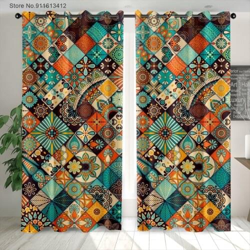Bohemian Mandala Series Digital Printing Blackout Curtain for Home Decor Bedroom Kitchen Items Curtain Kitchen Items Living Room