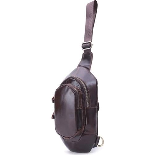 Vintage Mens Chest Bags Leather One Shoulder Crossbody Leather Handbag Chest Bag Men Leather Bag Mens Cross Body Shoulder Bag