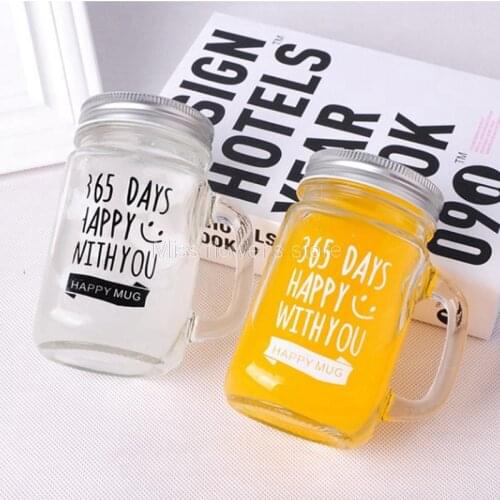 1 PCS Transparent Glass Rooster Mason Cup Large Capacity Straw Beverage Juice Bottle Transparent Water Bottles Storage Tank