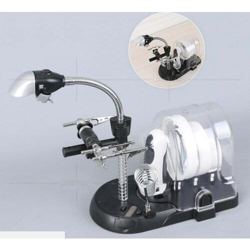 2X 5X 16X 3pcs Lens LED Illuminated Desttop Table Lamp Light Handheld Magnifier Magnifying Glass Reading Watch Cellphone Repair