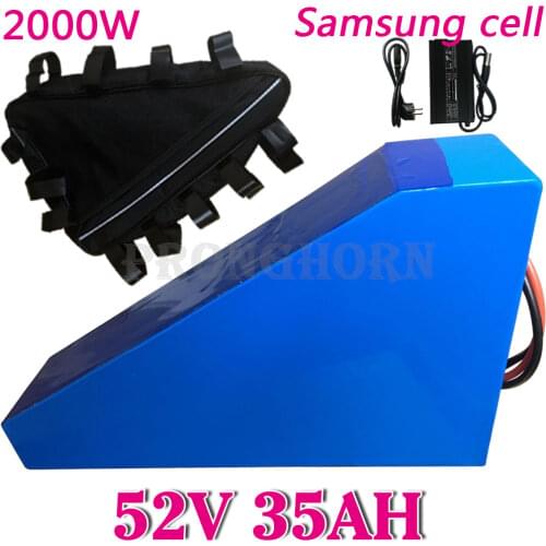 52V 2000W Triangle Battery 51.8V 52V 35AH 30AH 25AH 20AH 18AH EBike Lithium Batttery Use Samsung 35E cell With 50A BMS+5A Charge