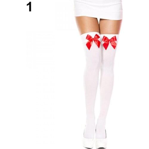 80% Hot Sale Sexy Girls Student Socks Stretch Lace Bow Thigh High Socks Fashion Sexy Stockings Women Over Knee Long Knee Socks