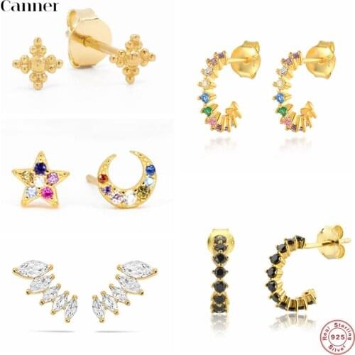 CANNER Real S925 Sterling Silver Hanging Hoop Earrings For Women Punk Snake Palm Leopard Head Charming Earrings Fine Jewelry