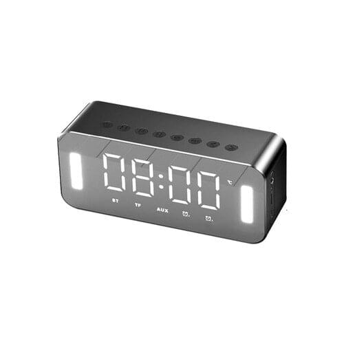 Wireless Bluetooth Speaker Small Mini Alarm Clock Portable Real Time Temperature Mobile Phone Bracket Night light FM Radio