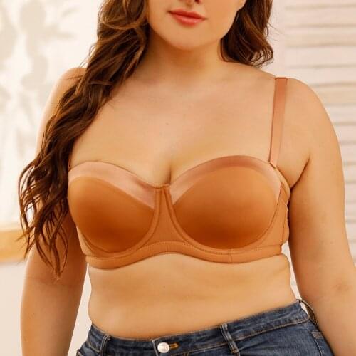 Strapless Womens Bras Adjustable Support Underwired Push Up Brassiere Plus Size Lingerie BH Underwear Tops C D DD Cup