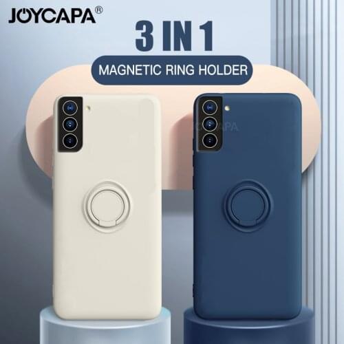Thin Soft Liquid Silicone Ring Holder Case For Samsung S21 Ultra S20 FE S10 Note 20 10 Plus S8 S9 A50 A51 A70 A71 Stand Cover