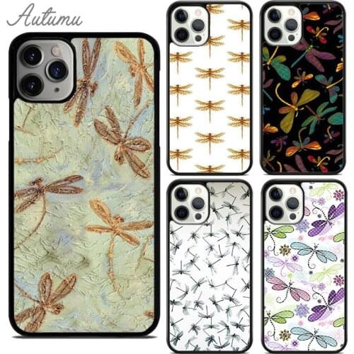 Floral Colorful Dragonfly Phone Case for iPhone 11 12 Pro Max mini X XR XS SE 2020 5 6S 7 8 Plus Samsung Galaxy S8 S9 S10 Cover